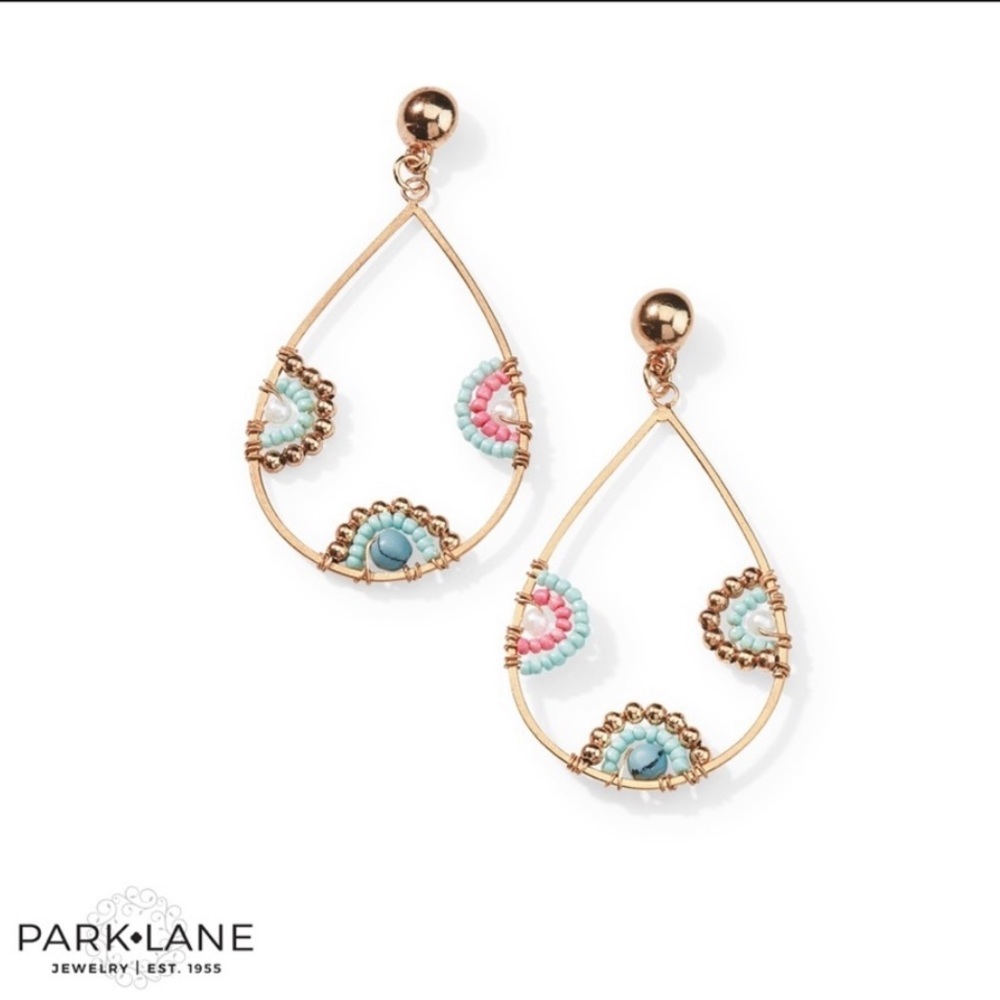 Park Lane Indie Earrings, Gold with colored beads, NWT, RETIRED